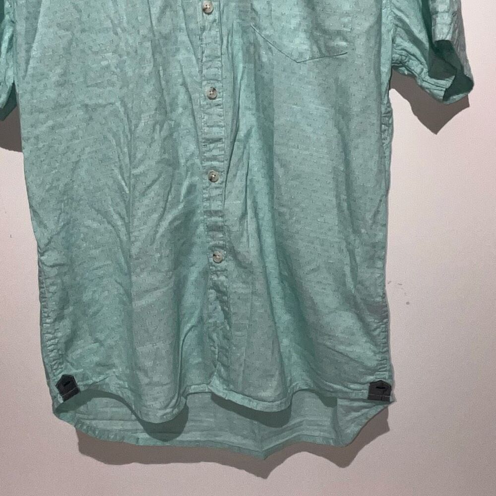Nickel & Iron Men's Teal Textured 100% Cotton Short Sleeve Button Up Shirt Large - Picture 2 of 9